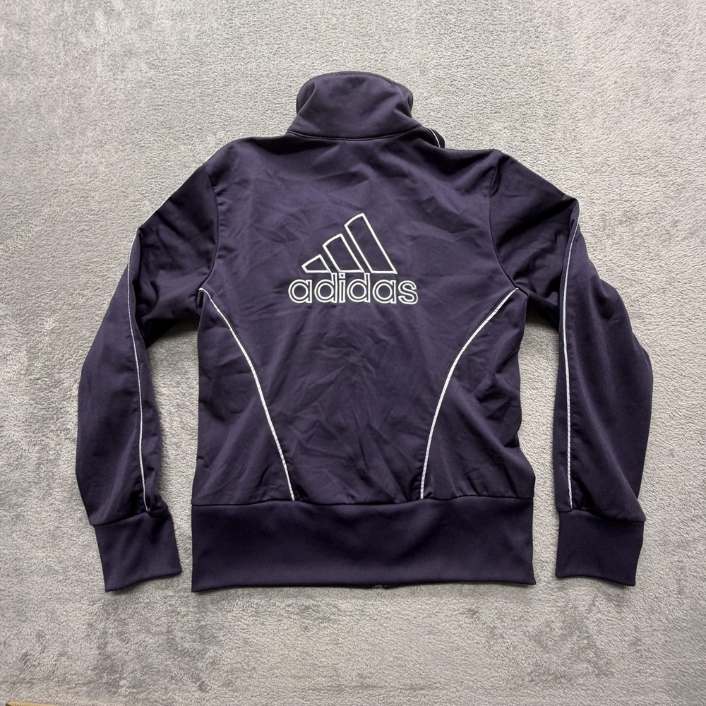 Adidas Track Jacket‎ Womens Medium Purple Full Zip Stand Collar Pockets Athletic